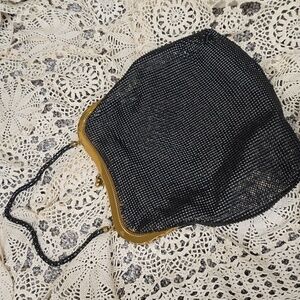 Whiting & Davis Black Dimple Mesh Evening Bag 8.5 x 9